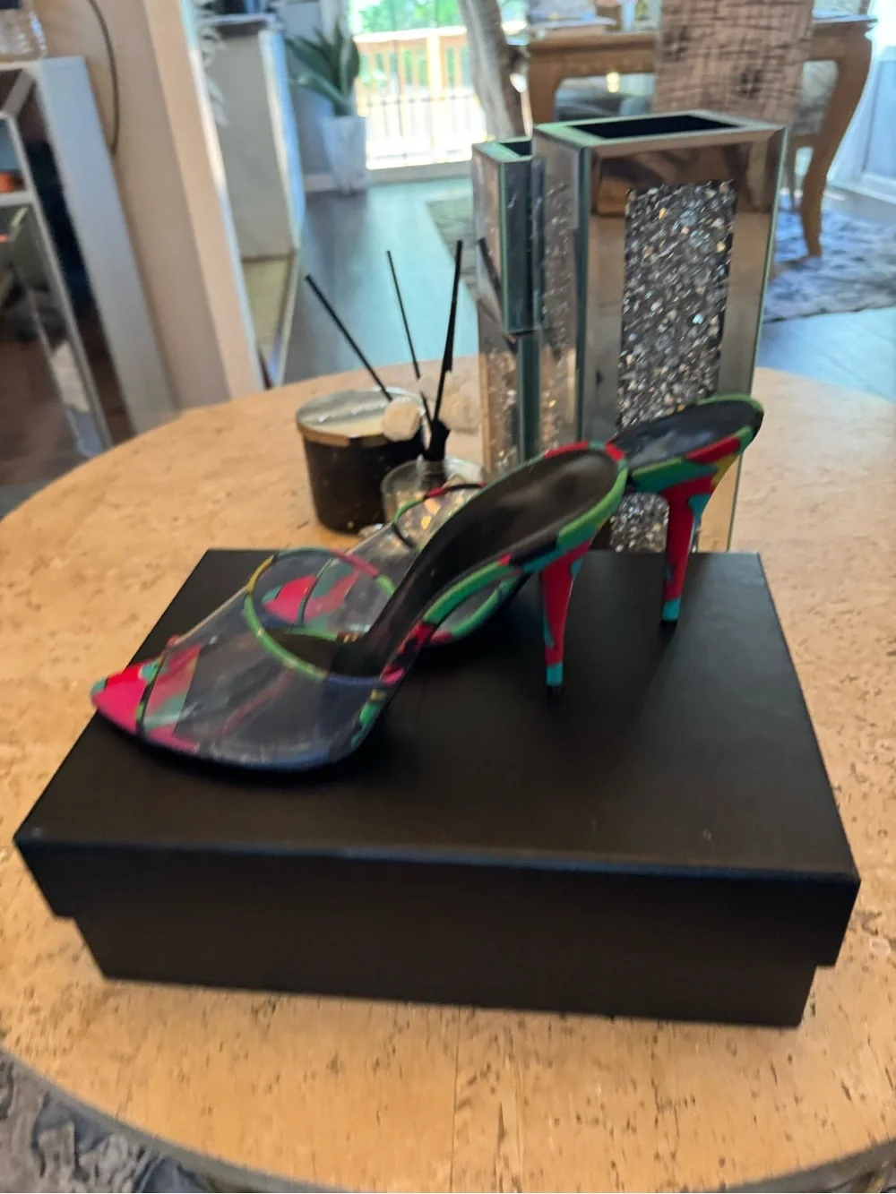 Saint Laurent Printed PVC Mule Heels Sandals - Picture 14 of 16